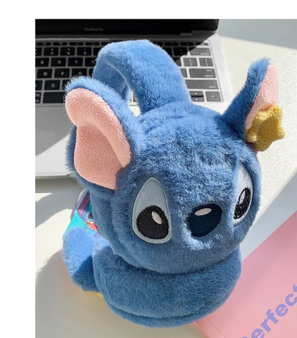Original Disney Stitch Alex Didi Ear Muffs Gloves Plush Windproof Warm Cute 2024 New Ear Bags Children Ear Cover Winter Kid Gift
