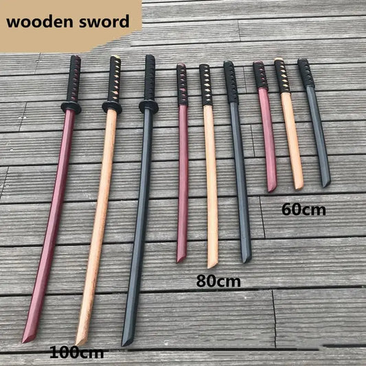 60cm Demon Katana Wood Sword Cosplay Performance Props Ninja Sword Toy For Children Aikido Wooden  Knife