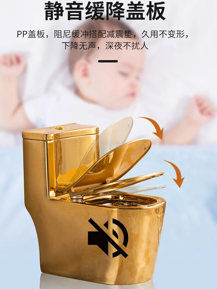 Siphon Water-Saving Mute Tuhao Gold Toilet Anti-Blocking Deodorant Ceramic Electroplating Gold