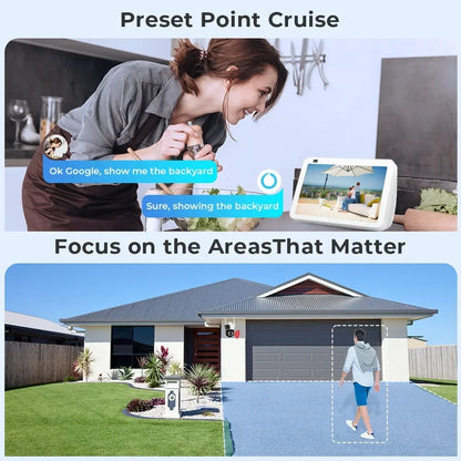 Cámara BESDER 4K 8MP Wifi PTZ para exteriores con pantallas duales, detección humana, lentes duales, protección de seguridad de 4MP, cámara IP, audio, aplicación iCSee
