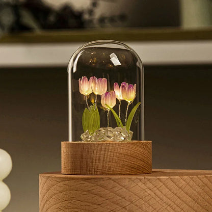 Tulip Night Light Tulip Flower Table Lamp DIY Simulation Tulip LED Night Light Handmade Bedside Light Christmas New Year Gift