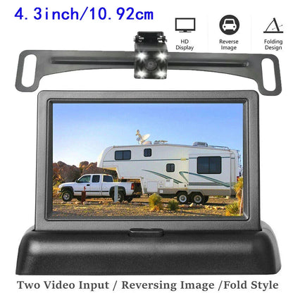 4led Car Rear View Backup Camera 4.3inch HD Display LCD Monitor Parking System Full Set For Pickup Van RV Easy Installation