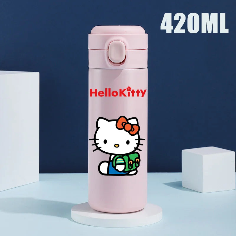 Sanrio 420 ML Thermos Mug Hello Kitty Cartoon 304 Stainless Steel Portable Water Cup Travel Water Bottle Kawaii Cups Kids Gifts