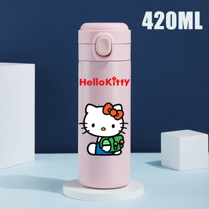 Sanrio 420 ML Thermos Mug Hello Kitty Cartoon 304 Stainless Steel Portable Water Cup Travel Water Bottle Kawaii Cups Kids Gifts