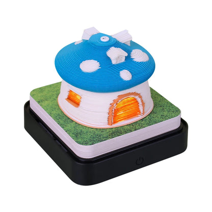 3D Calendar 2025 Memo Pad Omoshiroi Block Carousel Blue Notepad Artistic 3D Paper Art Sculpture Model Desk Ornaments Novel Gift