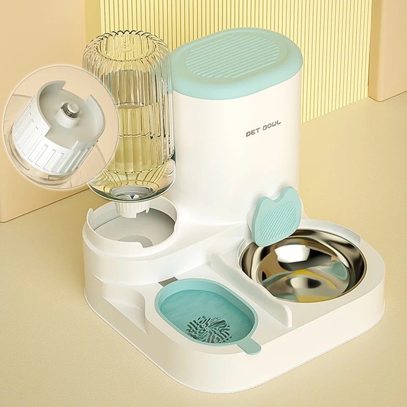 Comedero automático para gatos, cuenco de comida para gatos de gran capacidad con fuente de agua, dispensador para perros pequeños y gatos, contenedor de almacenamiento de alimentos