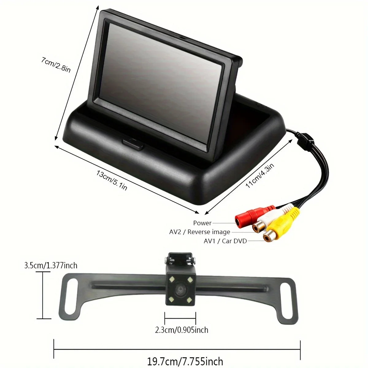4led Car Rear View Backup Camera 4.3inch HD Display LCD Monitor Parking System Full Set For Pickup Van RV Easy Installation