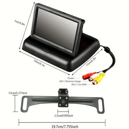 4led Car Rear View Backup Camera 4.3inch HD Display LCD Monitor Parking System Full Set For Pickup Van RV Easy Installation