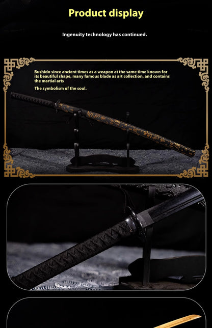 Tai Sword Katana Oriental Draw Sword with Sheath Tang Hengdao Wooden Sword Ancient Style Children's Toy Bamboo Wooden