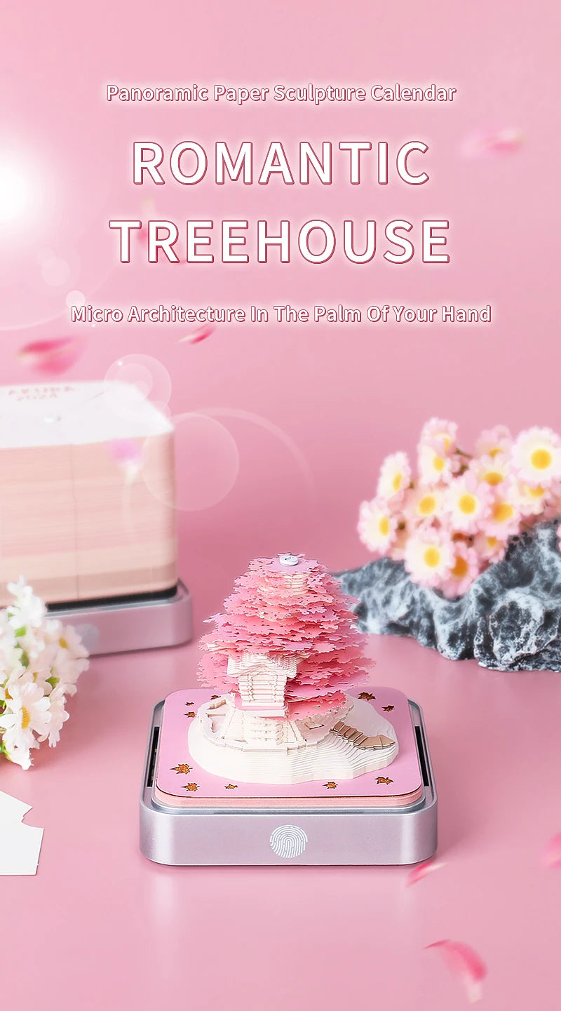 3D Omoshiroi Block Memo Pad Notepads Magical Calendar Magic Castle Sakura Tree Sticky Note Luxury Novelty Gift Items