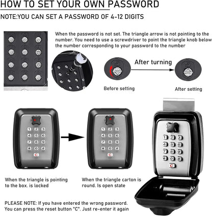 Portable Car Window Hanging Antitheft Code Key Box With 12Digits Code Waterproof Anti-theft Key Safe For Office Home Outdoor Use