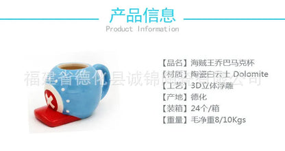 Anime ONE PIECE Creative Ceramic Mug Cute Luffy Office Coffee Cup Children's Breakfast Milk Cup Kawaii 400ml Water Cup Kids Gift