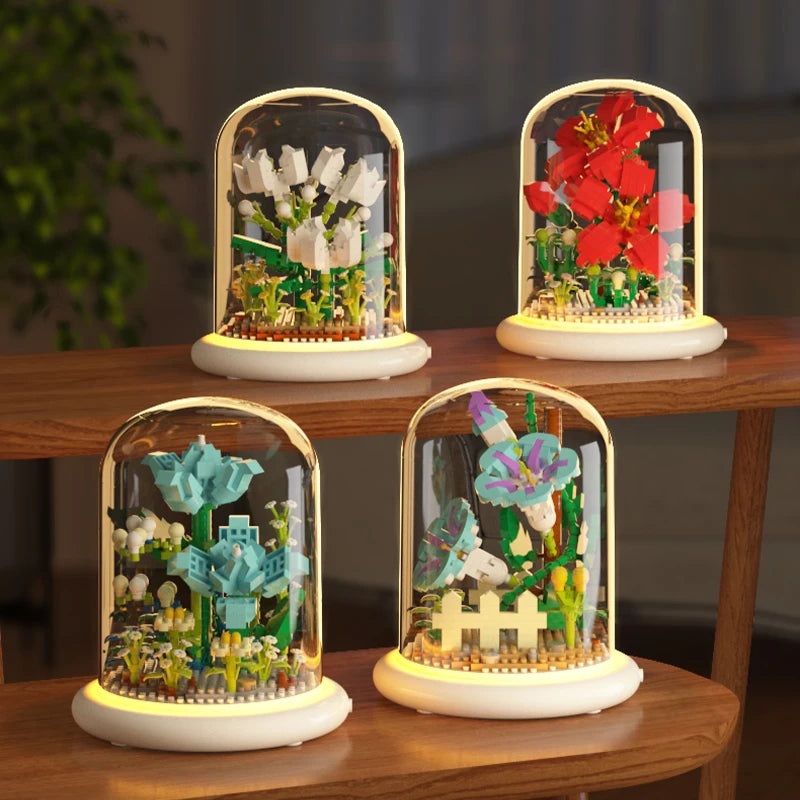 Building block flower eternal rose small particle building block assembly toy gift desktop decoration