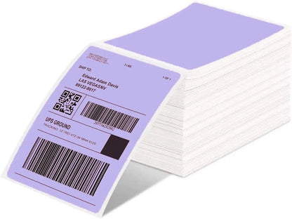 Phomemo 4x6 Thermal Labels for Shipping Label Printer - 500PCS Purple Mailing Labels 4x6 Direct Thermal Labels Fanfold BPA Free