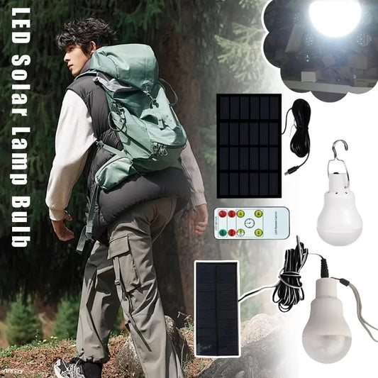 1pc LED Solar Lamp Bulb Waterproof Remote Portable Solar Garden Hanging Light For Outdoor Hiking Fishing Emergency Lighting