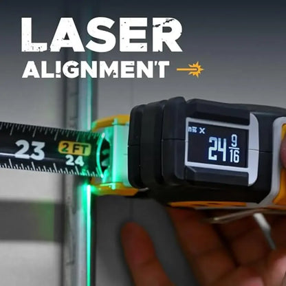 Tomahawk Digital Tape Measure Green Laser E-Paper Display Measuring Tool Contractor Grade Rock App Compatible Fast Action Menu