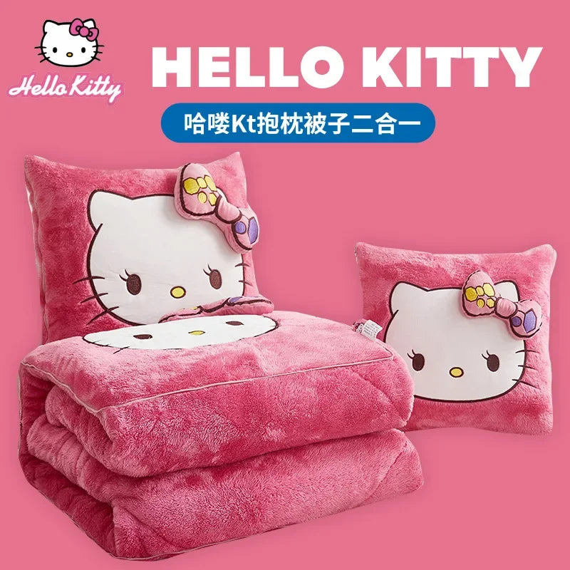 Stitch Disney Throw Pillow Blankets Two In One Kawaii Flannel Pillow Thickened Nap Blanket Living Room Cute Decoration Bedroom