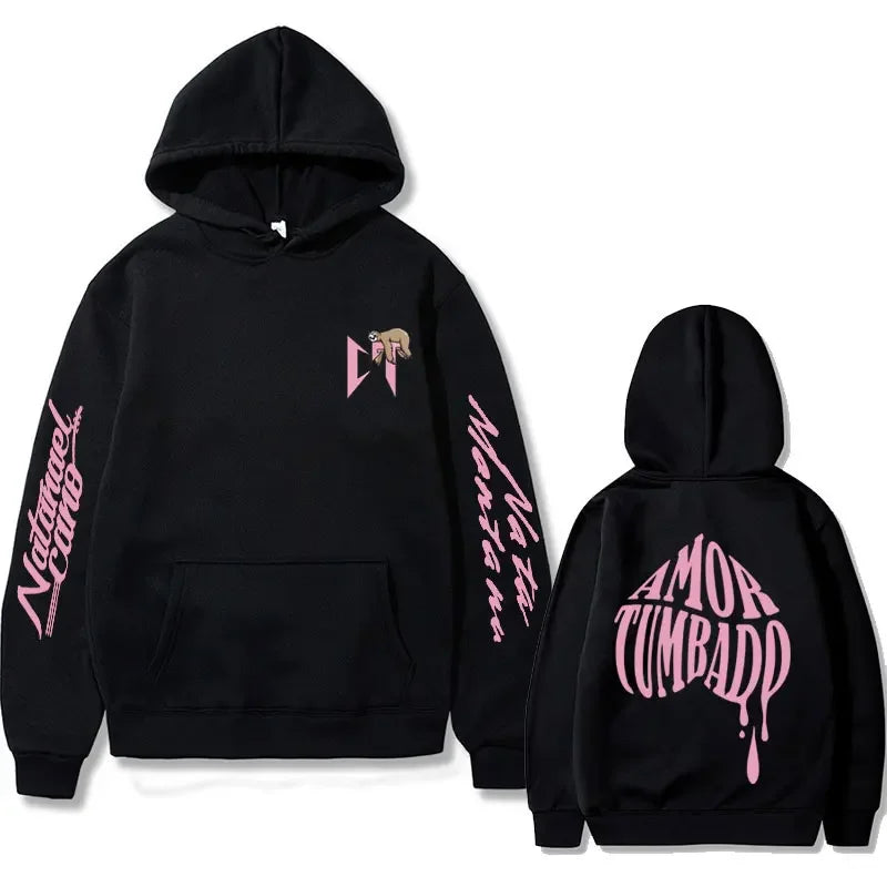 Singer Natanael Cano Amor Tumbado Pink CT Sloth Print Hoodie Men's Fashion Casual Sweatshirt Male Hip Hop Oversized Streetwear
