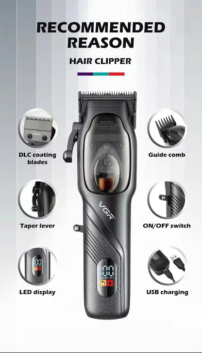 VGR Original Barber Professional Hair Clipper Beard Hair Trimmer For Men Electric Adjustable Haircut Machine Rechargeable V-269