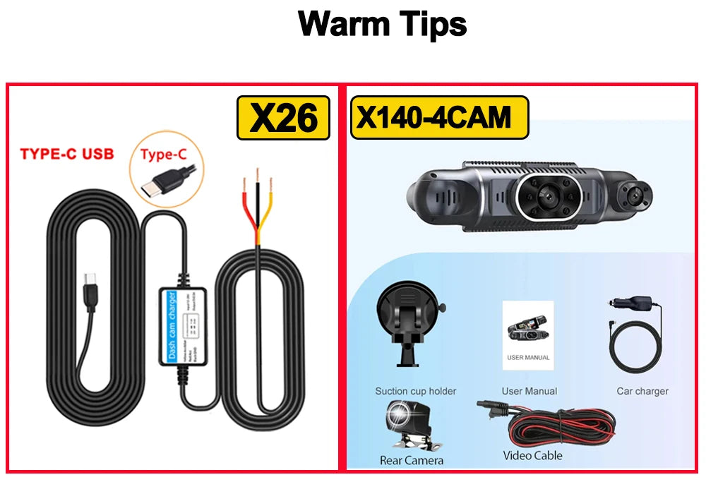 4Channels Car DVR 1080P Video Recorder WIFI APP Dash Cam for Cars Night Vision Rear View camera 24H Hardware Kit Car Assecories