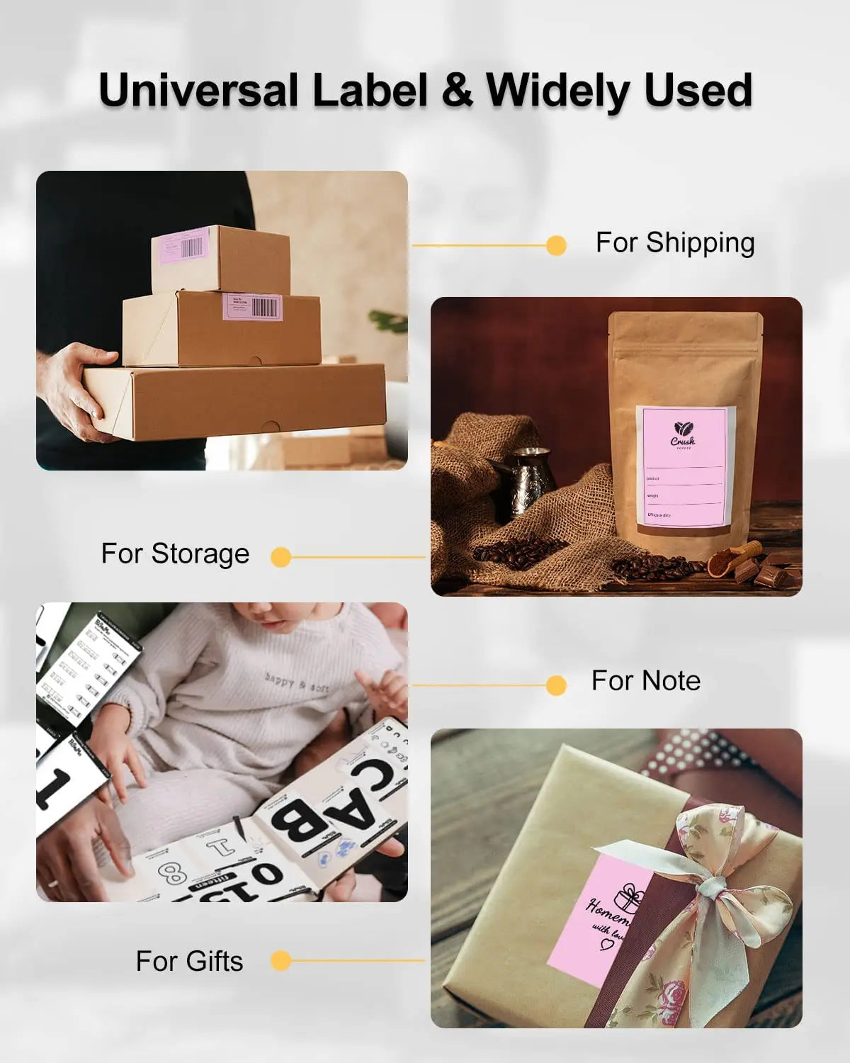 Phomemo 4x6 Thermal Labels for Shipping Label Printer - 500PCS Purple Mailing Labels 4x6 Direct Thermal Labels Fanfold BPA Free