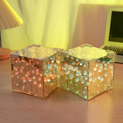 Romantic Tulip Flower Box Handmade Led Tulip Night Light DIY Material Package Bed Desktop Ornament Mirror Box Living Room Decor