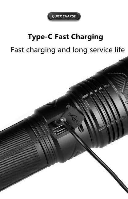 Powerful GT60 LED Flashlight Super Bright Long Range Torch Rechargeable Most Powerful Outdoor Tactical Hand Lamp Camping Lantern