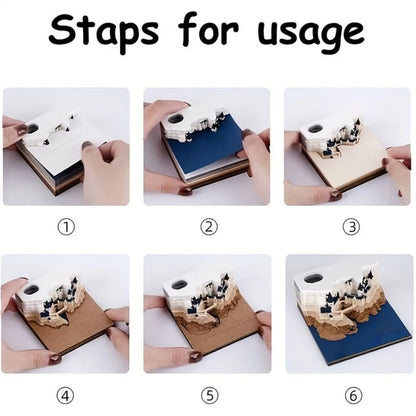 2025 3D Castle Paper Sculpture Desk Calendar Magic Castle Memo Pad Tear-Away Notepad DIY Craft Gifts for Home Office School