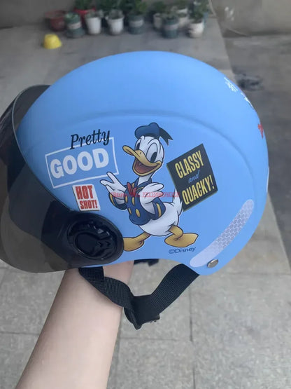 Summer Disney Donald Duck Motorcycle Super Light Open Face Helmet For Children Adult Helmet Safety Protective Helmet Gift Toy