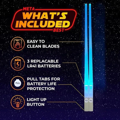 StarWar Theme Chinese Chopsticks Lightsaber Luminous LED Reusable Washable Detachable Sushi Chopsticks Kitchen Tableware