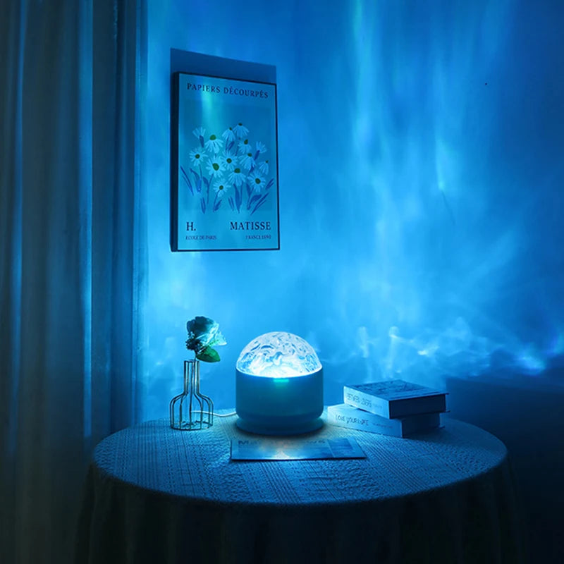 RGB Projection Night Light Wave Projector Light Gradual Water Lamp with Remote Control for Home Room Party Christmas Decor Light