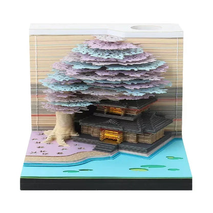 Treehouse 3D Desktop Calendar Sticky Notes Creative Crafts Souvenirs Paper Carvings Post-it Notes New Year Gifts Office Ornament