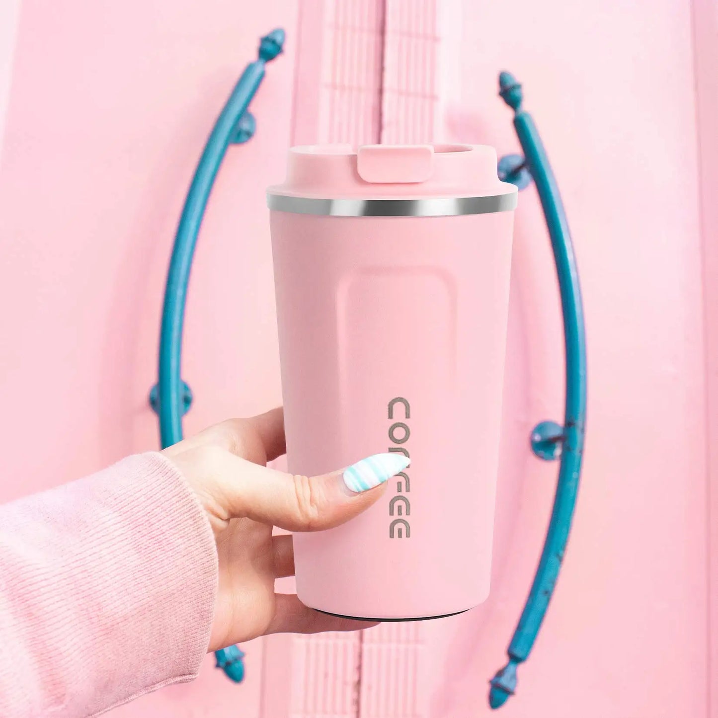 Pink Stainless Steel Coffee Cup Hot Cold Warm Water Beverage Thermo Insulated Leakproof Women Christmas Valentines Day Gifts