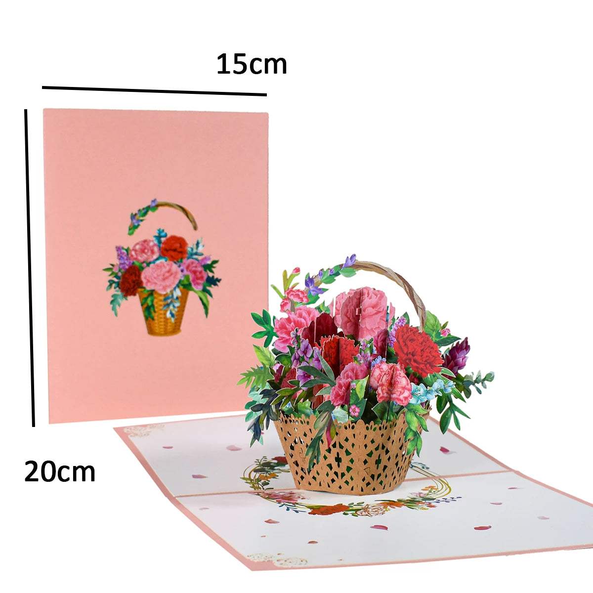 Tarjeta de felicitación emergente con flores en 3D para cumpleaños, día de la madre, día del padre, graduación, aniversario de bodas, mejórate pronto, simpatía