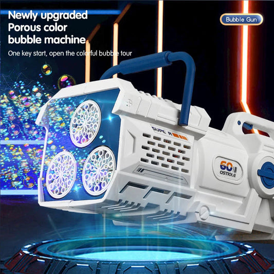 60 Holes Handheld Bubble Gun Electric Automatic Soap Bubble Machine With LED Light Outdoor Wedding Party Game Kids Toys Gifts