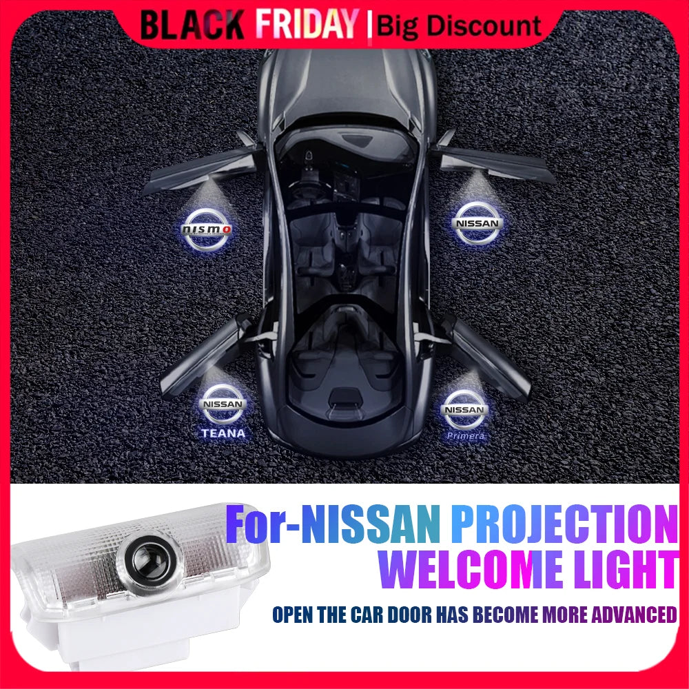 4PCS LED Car Door Welcome Lights 3D Laser Projector Lamps Auto Decoration Accessorie For Nissan Patrol 2012-2017 Teana 2008-2012
