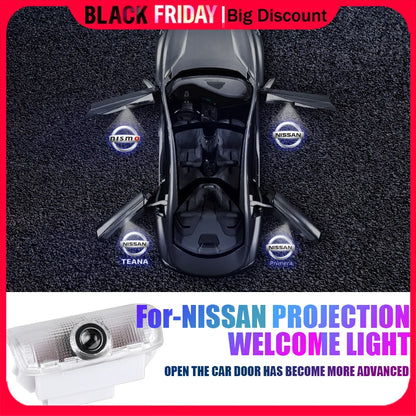 4PCS LED Car Door Welcome Lights 3D Laser Projector Lamps Auto Decoration Accessorie For Nissan Patrol 2012-2017 Teana 2008-2012