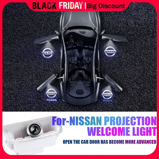 4PCS LED Car Door Welcome Lights 3D Laser Projector Lamps Auto Decoration Accessorie For Nissan Patrol 2012-2017 Teana 2008-2012