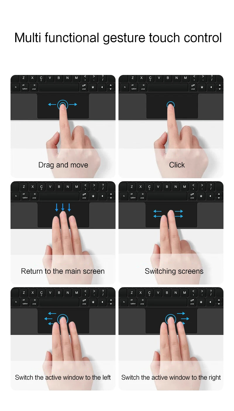 Backlight Magic Keyboard for Samsung Galaxy Tab S9 S8 S7 11 inch for Tab S9 FE Tablet Case German Spanish Portuguese Keyboard