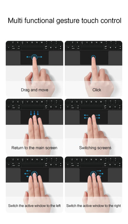 Backlight Magic Keyboard for Samsung Galaxy Tab S9 S8 S7 11 inch for Tab S9 FE Tablet Case German Spanish Portuguese Keyboard