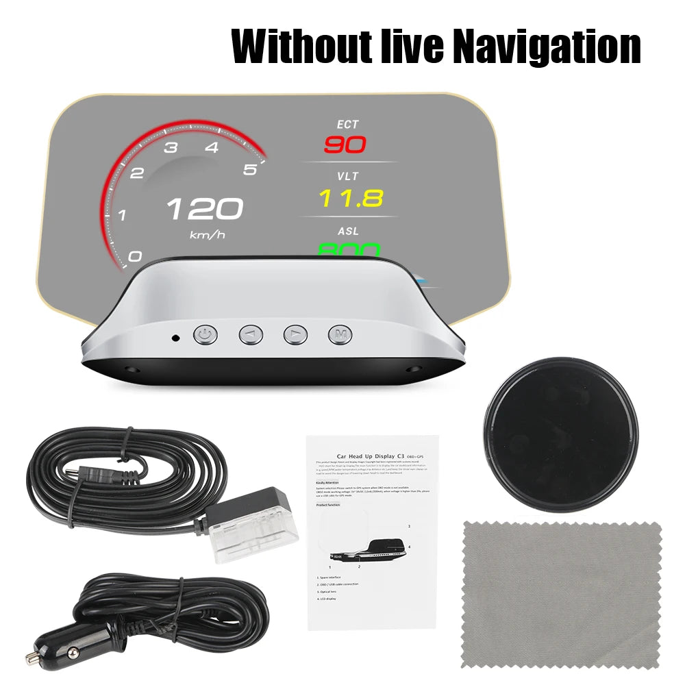 C3 12V Car HUD OBD2 Head Up Display GPS Navigation Digital Speedometer On Board Computer Projector OBD 2 Scanner Test Cartronics
