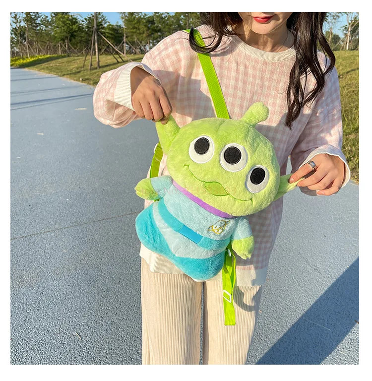 40cm Genuine Disney Toy Story Alien Plush Schoolbag Backpack Kawaii Soft Cartoon Stuffed Toy Child Kawaii Backpacks For Children