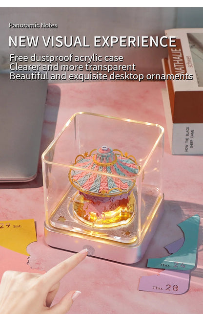 3D Calendar 2025 Memo Pad Omoshiroi Block Carousel Blue Notepad Artistic 3D Paper Art Sculpture Model Desk Ornaments Novel Gift
