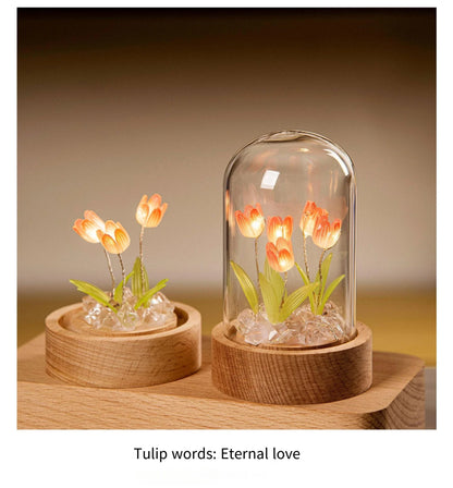 Tulip Night Light Tulip Flower Table Lamp DIY Simulation Tulip LED Night Light Handmade Bedside Light Christmas New Year Gift