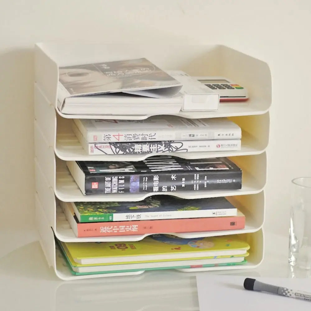 Organizador de escritorio apilable, bandeja para papel, archivador de escritorio para oficina, cartas, libros, documentos, estante para almacenamiento de cosméticos