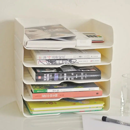 Organizador de escritorio apilable, bandeja para papel, archivador de escritorio para oficina, cartas, libros, documentos, estante para almacenamiento de cosméticos