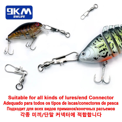 20~100Pcs Snap Fishing Swivels Ball Bearing Interlock Snap Pin Stainless Steel Fishing Accessories Fishing Lures Pin Connector