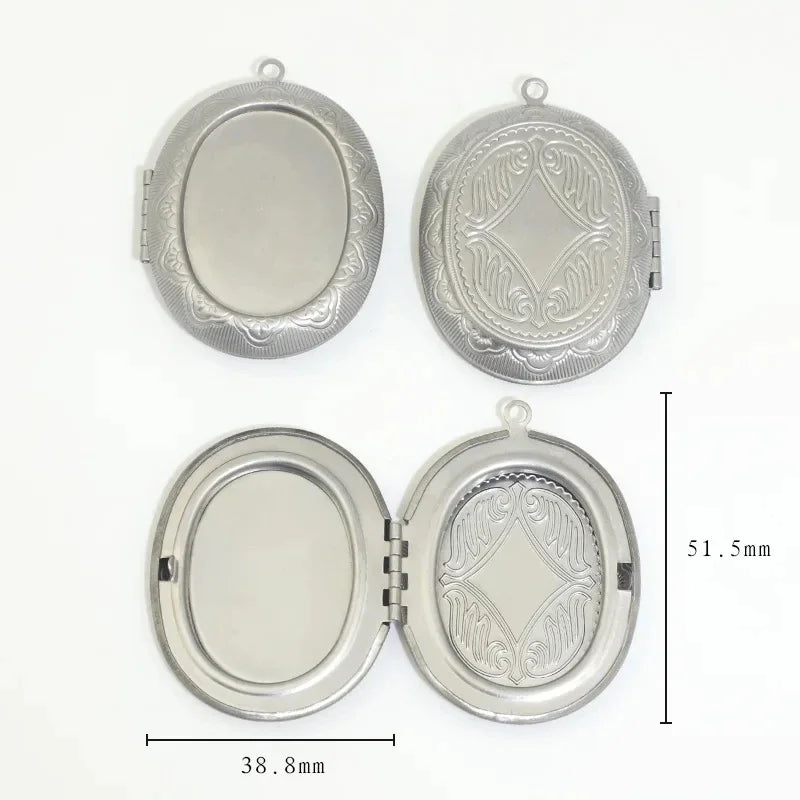 BoYuTe (20 Pieces/Lot) 316 Stainless Steel Oval Shaped Locket Pendant Can Open Photo Locket Diy Jewelry Materials
