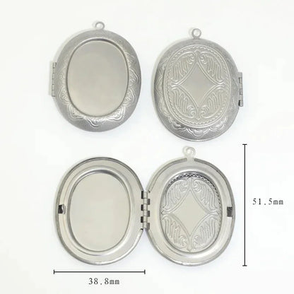 BoYuTe (20 Pieces/Lot) 316 Stainless Steel Oval Shaped Locket Pendant Can Open Photo Locket Diy Jewelry Materials