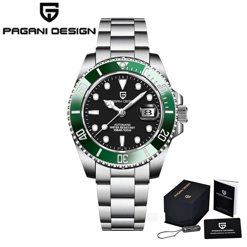 PAGANI DESIGN Men Automatic Mechanical Watches Luxury Sport Dive Clock NH35 Auto Date Sapphire 40MM Watch For Men reloj hombre